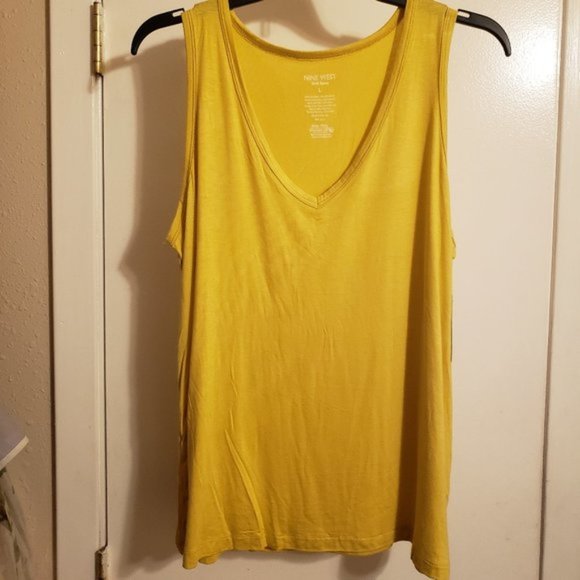 Nine West Tops - Nine West Yellow V Neck Soft Spun Tank Top NWT